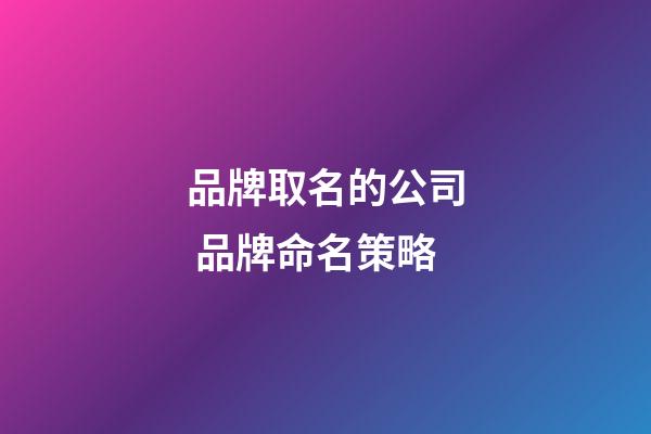品牌取名的公司 品牌命名策略-第1張-公司起名-玄機派